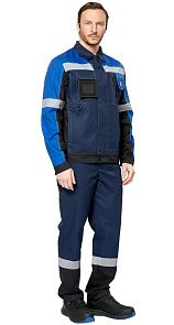 Куртка мужская рабочая летняя для ИТР "Виват" NEW сине-черно-васильковая 